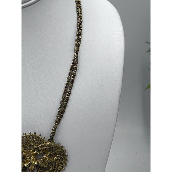 Vintage Signed ART Arthur Pepper VICTORIAN Style Necklace Gold 3 Tier Pendants - Picture 11 of 16